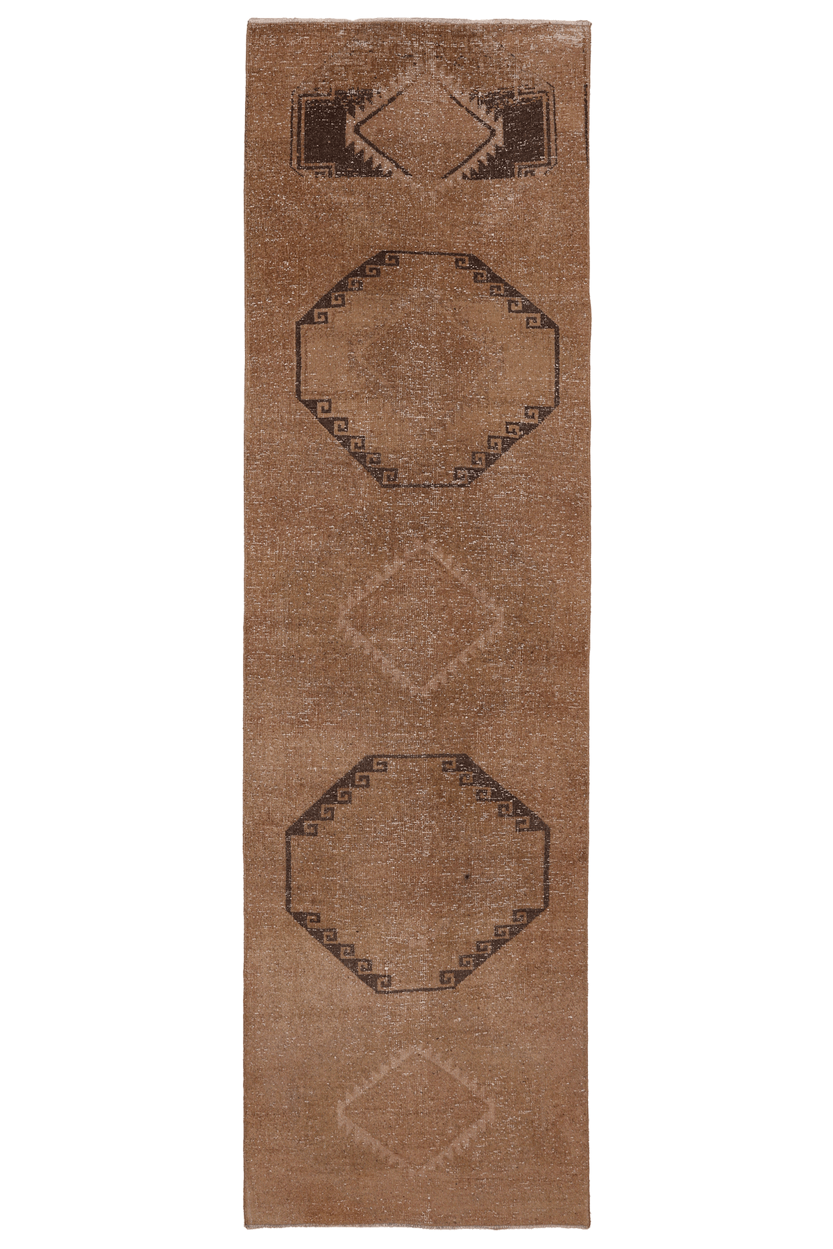 Vintage Malatya Turkish Runner Rug 3x11 ft — Beige & Brown Geometric (No. 62857)