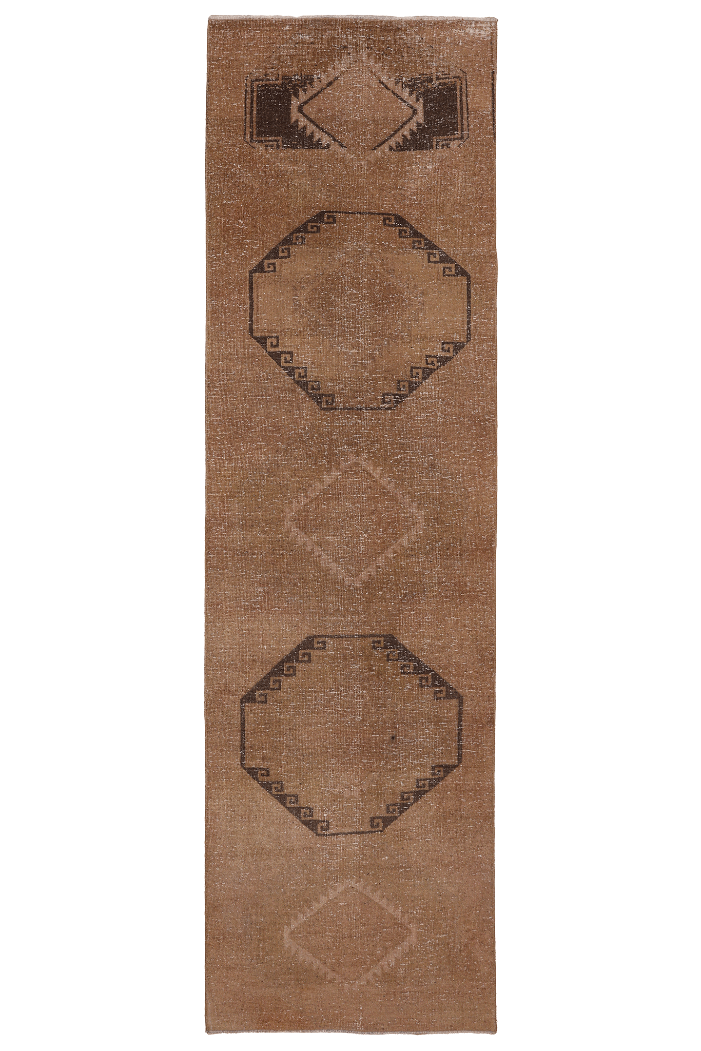 Vintage Malatya Turkish Runner Rug 3x11 ft — Beige & Brown Geometric (No. 62857)