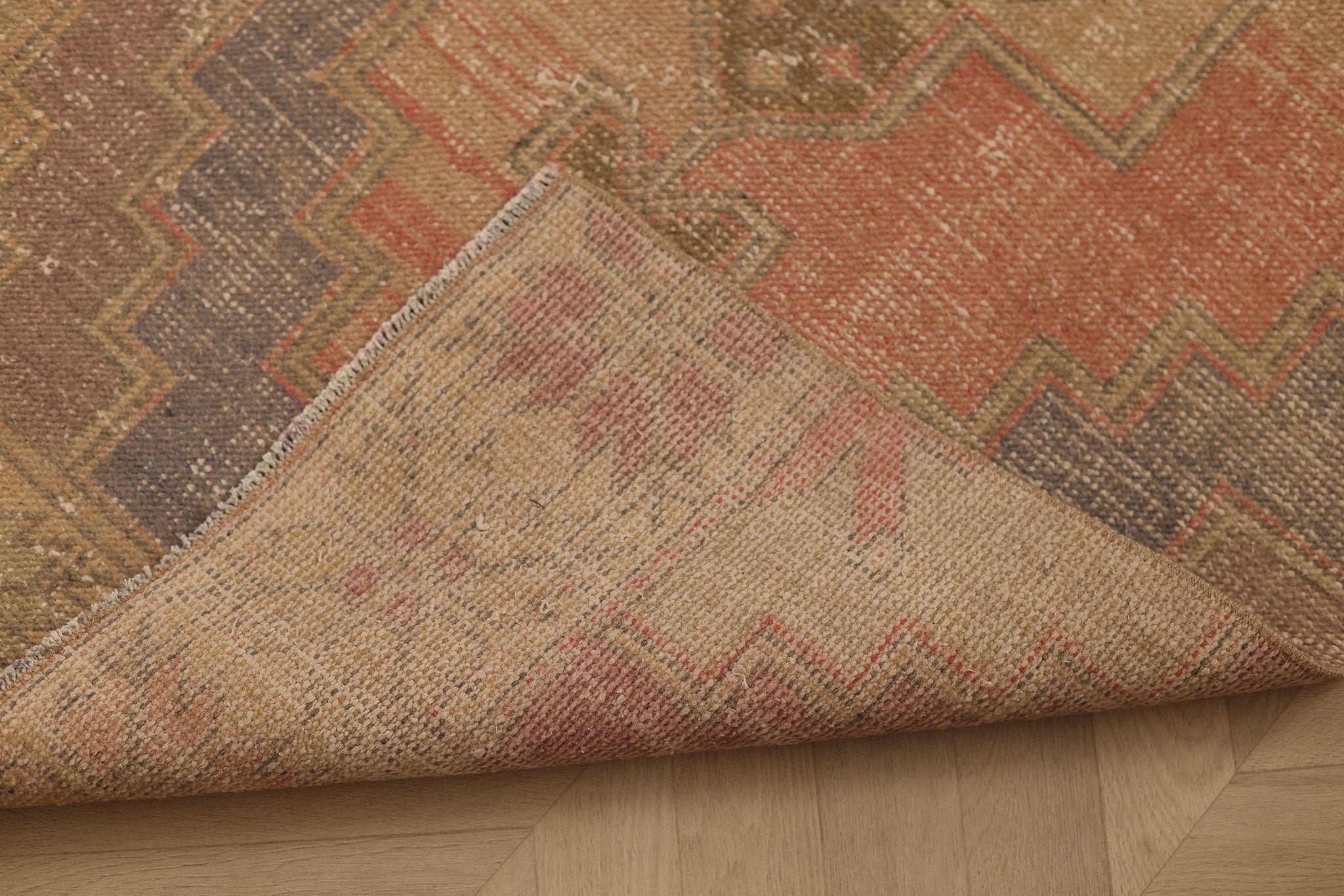 Vintage Nevşehir Turkish Runner Rug 2x8 ft — Beige & Brown Geometric