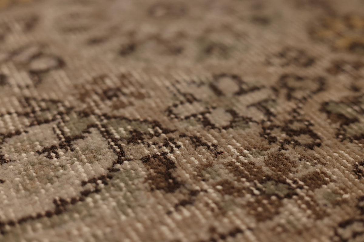 Vintage Isparta Turkish Area Rug 5x8 ft — Beige & Brown Floral (No. 62860)