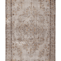 Vintage Isparta Turkish Area Rug 5x9 ft — Beige & Brown Floral (No. 62861)