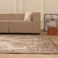 Vintage Isparta Turkish Area Rug 7x10 ft — Beige & Brown Floral
