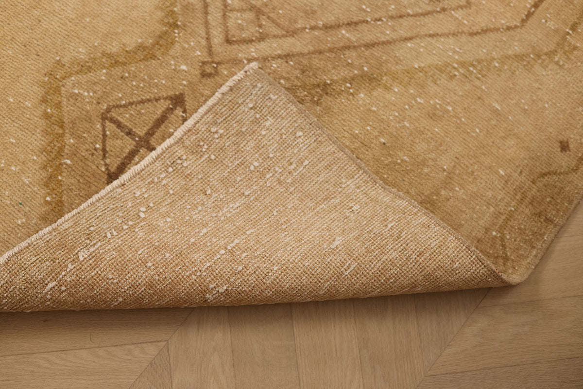 Vintage Malatya Turkish Runner Rug 3x10 ft — Beige & Brown Geometric (No. 62865)