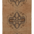Vintage Malatya Turkish Doormat 3x5 ft — Beige & Brown Geometric
