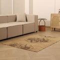 Vintage Malatya Turkish Doormat 3x5 ft — Beige & Brown Geometric
