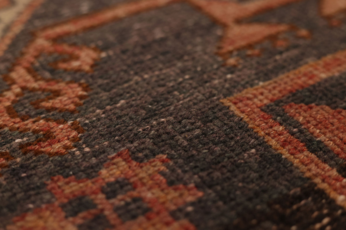 Vintage Malatya Turkish Runner Rug 2x10 ft — Red & Brown Geometric (No. 62873)