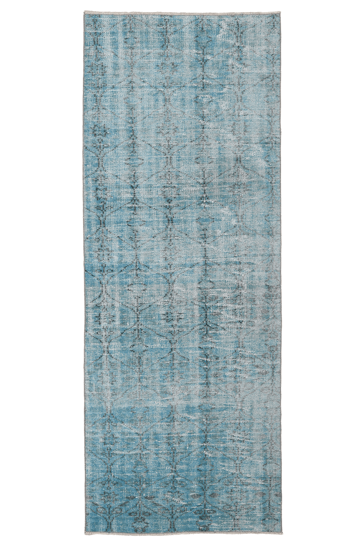 Vintage Manisa Turkish Runner Rug 3x8 ft — Blue Overdyed