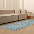 Vintage Manisa Turkish Runner Rug 3x8 ft — Blue Overdyed