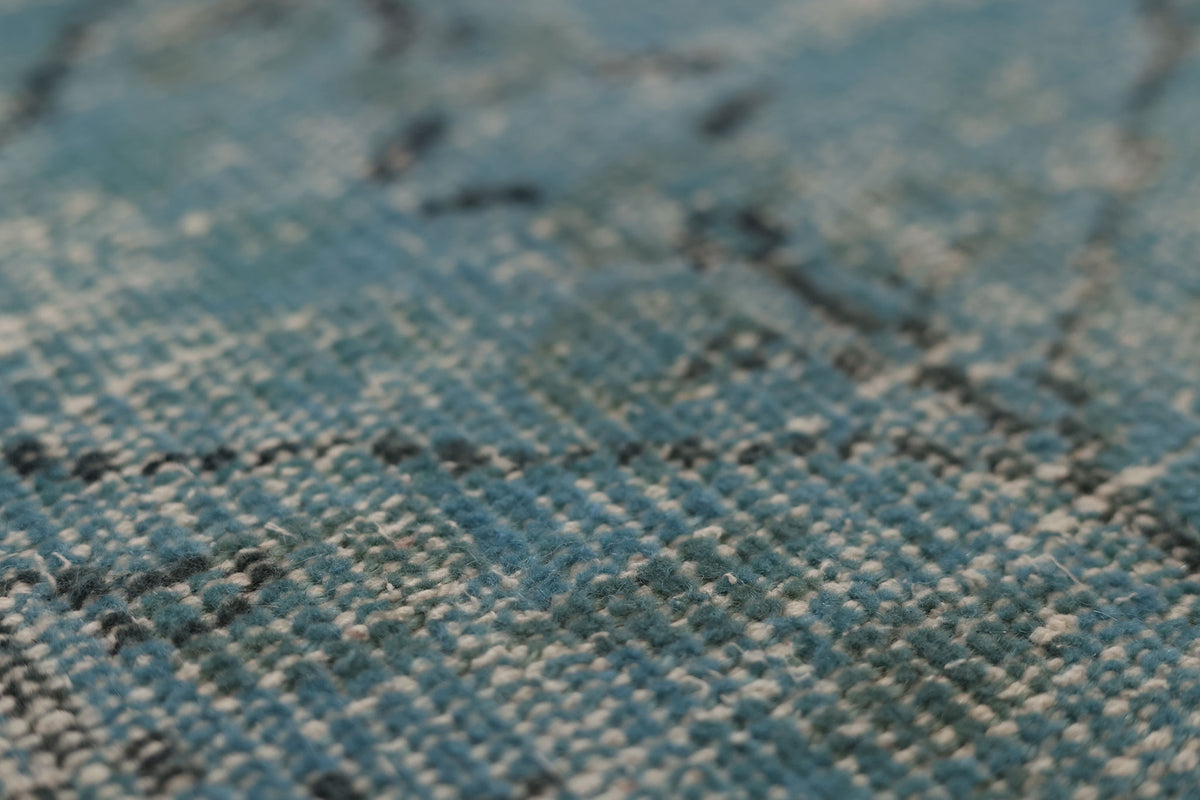 Vintage Manisa Turkish Runner Rug 3x8 ft — Blue Overdyed