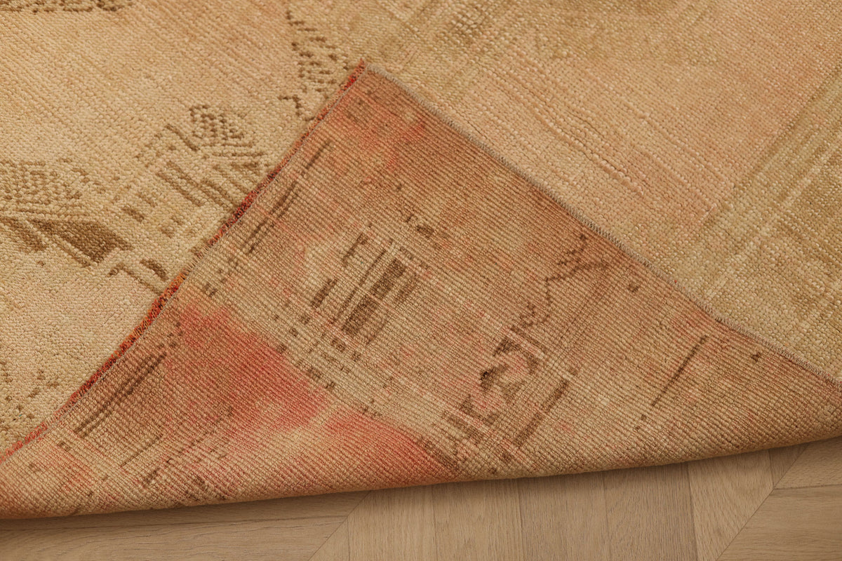 Vintage Malatya Turkish Doormat 3x3 ft — Beige & Brown Geometric (No. 62890)