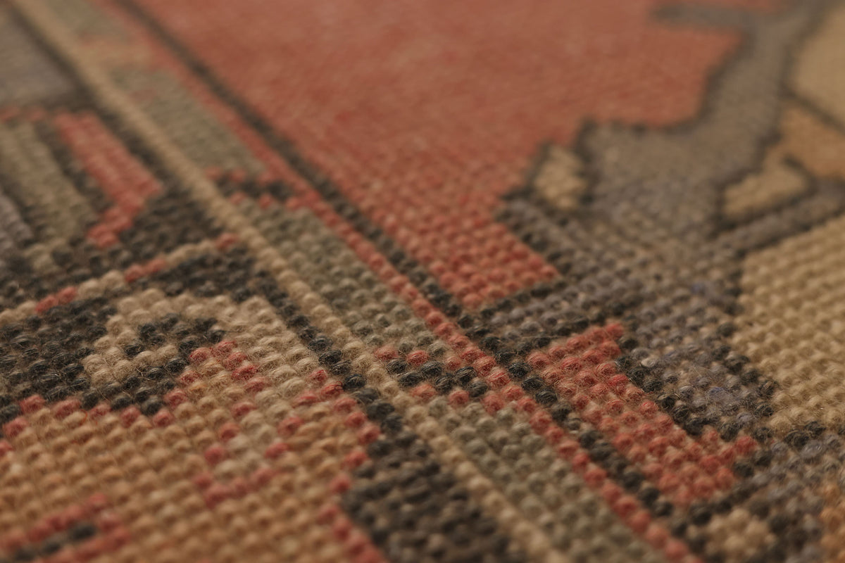 Vintage Niğde Turkish Runner Rug 2x8 ft — Red & Beige Geometric