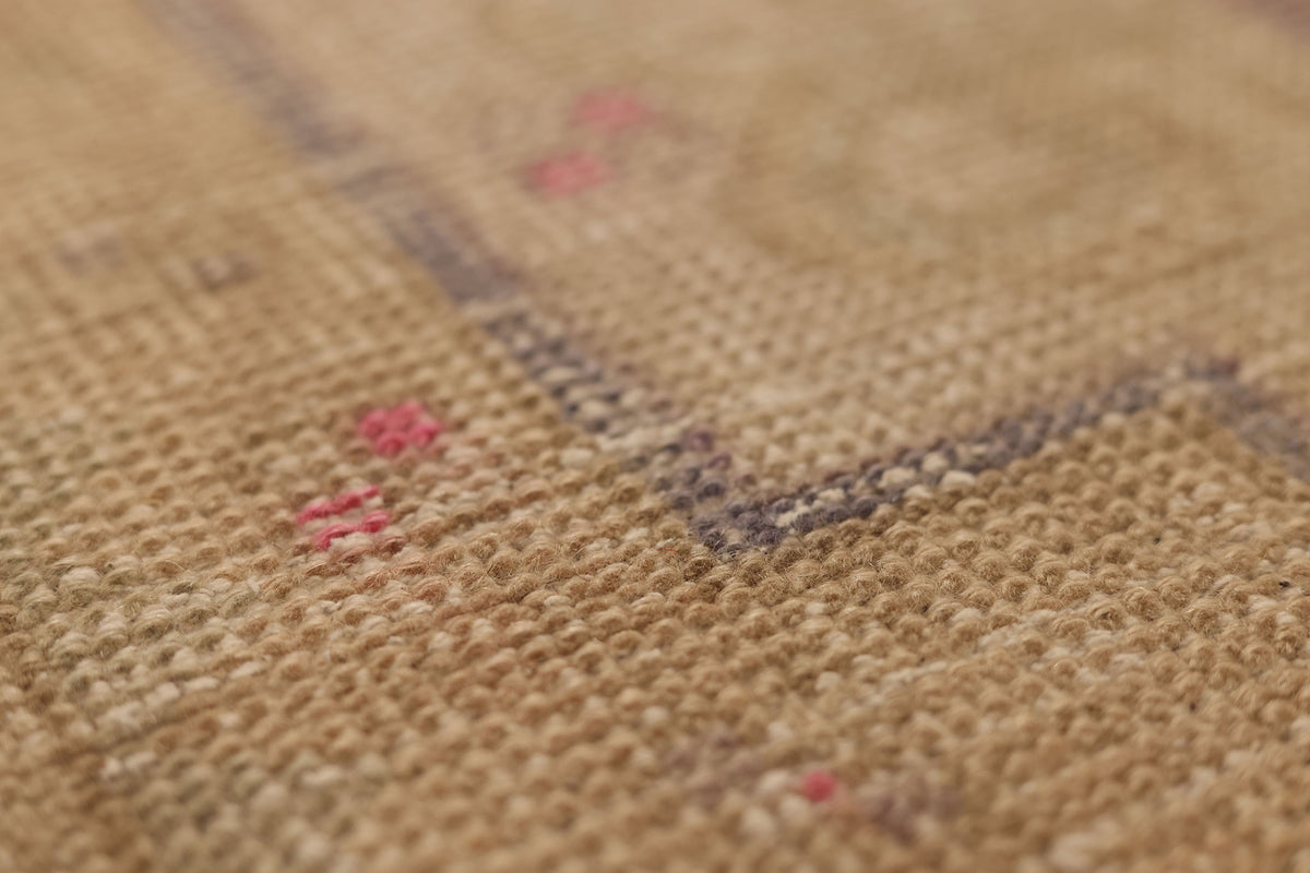 Vintage Niğde Turkish Runner Rug 3x9 ft — Beige & Brown Geometric