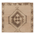 Vintage Malatya Turkish Doormat 4x4 ft — Beige & Brown Geometric