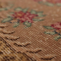 Vintage Isparta Turkish Area Rug 3x7 ft — Brown & Beige Floral