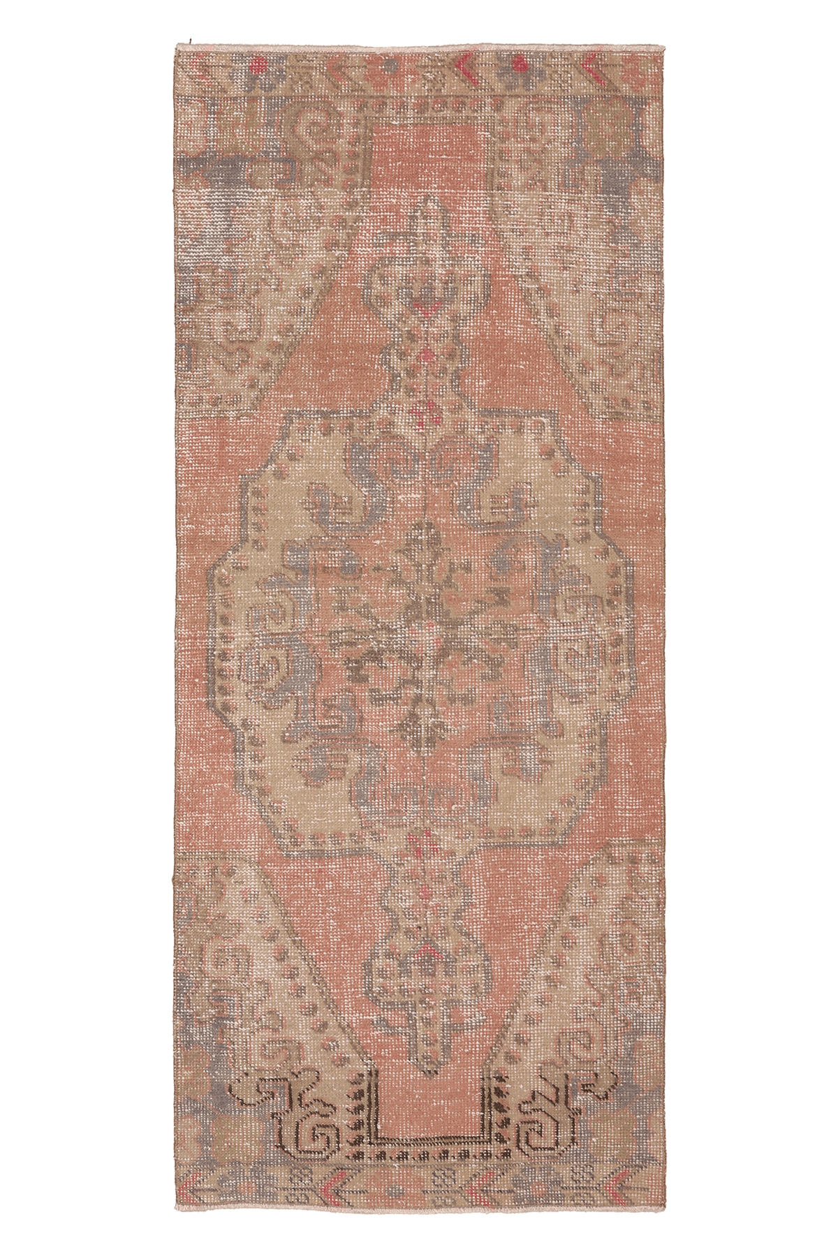 Vintage Nevşehir Turkish Runner Rug 2x6 ft — Brown & Beige Floral