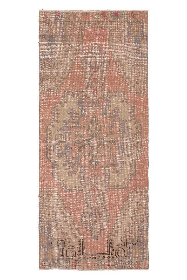 Vintage Nevşehir Turkish Runner Rug 2x6 ft — Brown & Beige Floral