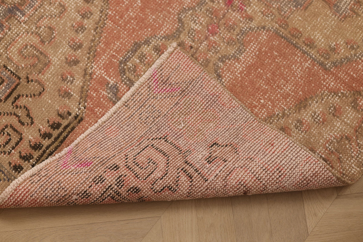 Vintage Nevşehir Turkish Runner Rug 2x6 ft — Brown & Beige Floral