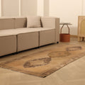 Vintage Sivas Turkish Runner Rug 3x8 ft — Beige & Brown Geometric