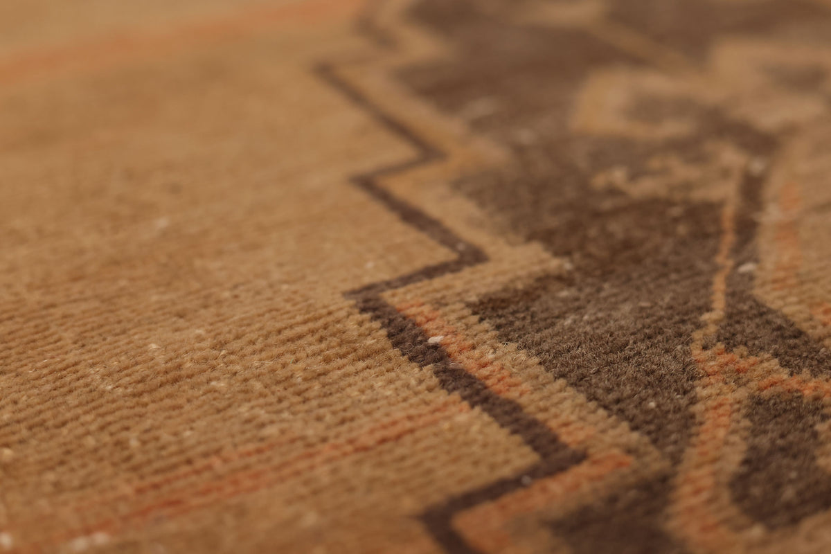 Vintage Sivas Turkish Runner Rug 3x8 ft — Beige & Brown Geometric