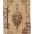 Vintage Nevşehir Turkish Area Rug 5x8 ft — Beige & Brown Floral