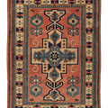 Vintage Niğde Turkish Area Rug 6x8 ft — Red & Blue Geometric