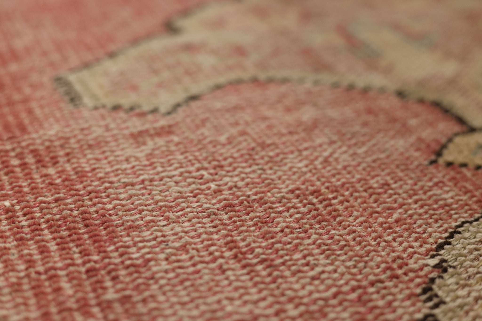 Vintage Manisa Turkish Runner Rug 2x7 ft — Pink & Beige Geometric