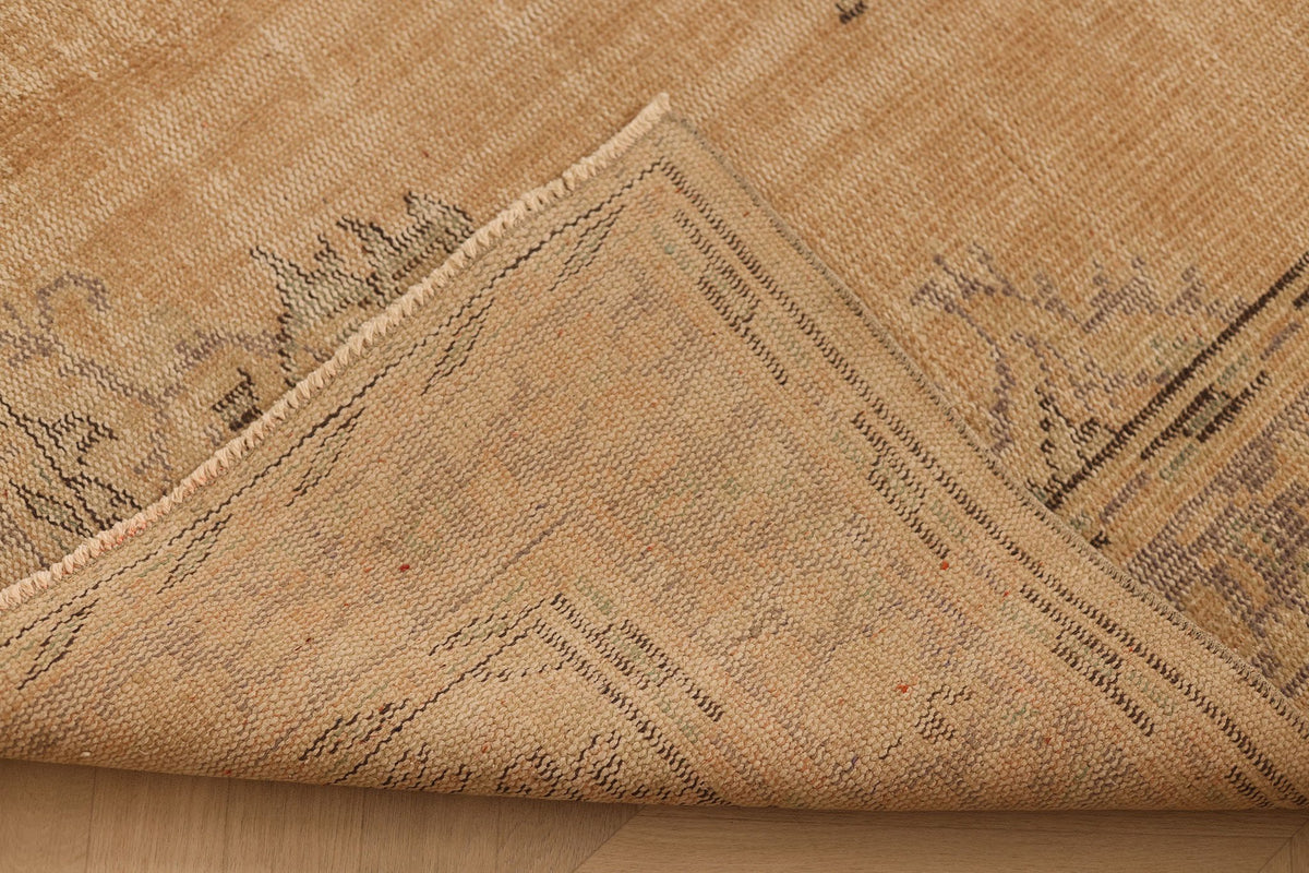 Vintage Manisa Turkish Area Rug 5x8 ft — Beige & Brown Floral