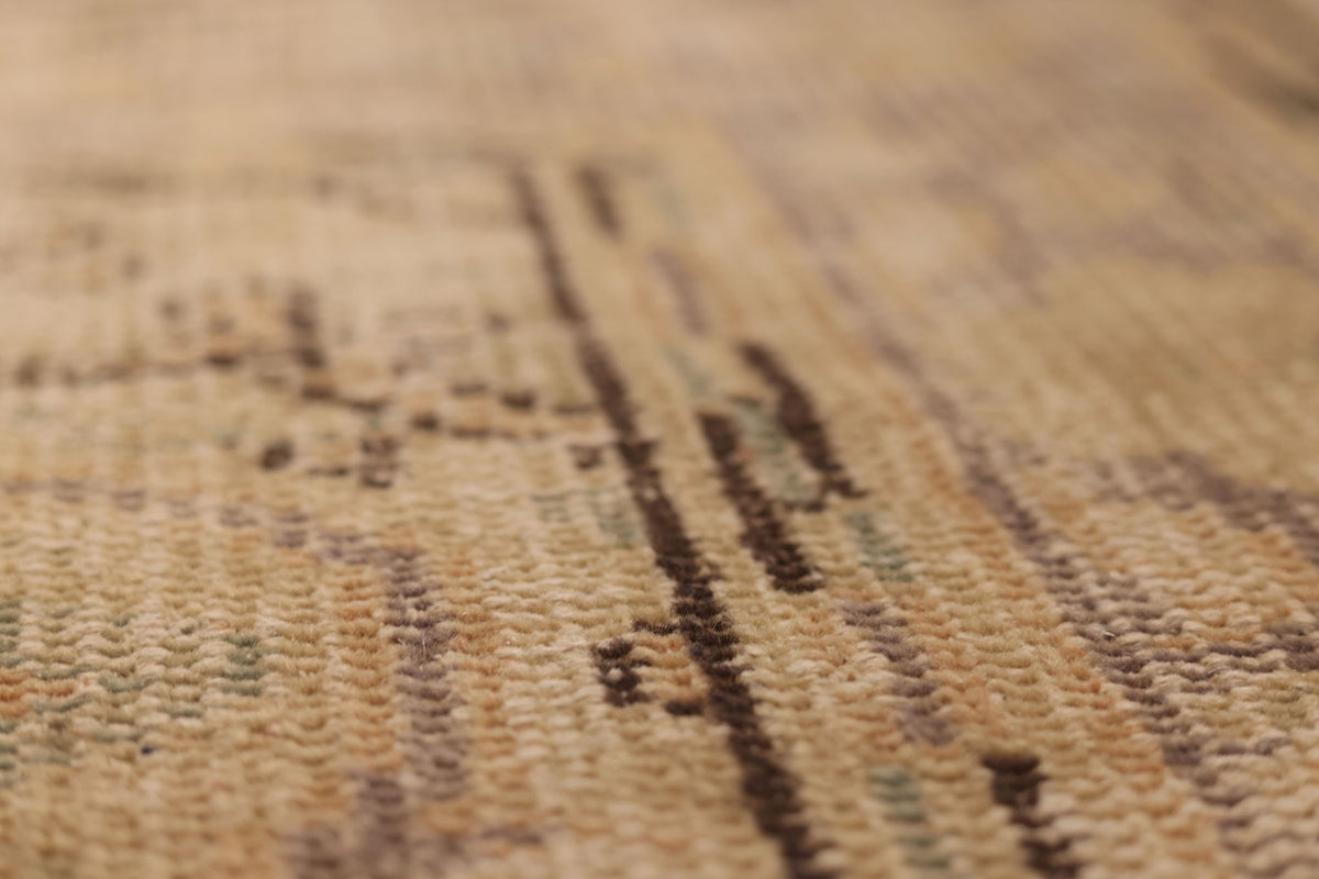 Vintage Manisa Turkish Area Rug 5x8 ft — Beige & Brown Floral