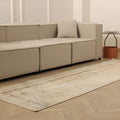 Vintage Manisa Turkish Runner Rug 3x9 ft — Beige Distressed