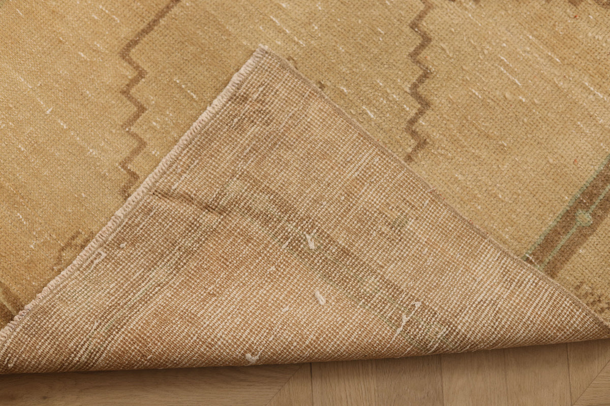 Vintage Malatya Turkish Runner Rug 3x12 ft — Beige & Brown Geometric (No. 62960)