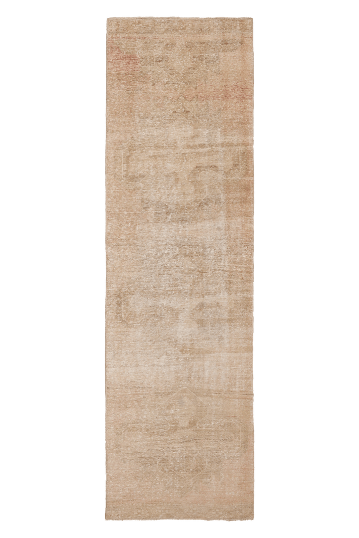 Vintage Malatya Turkish Runner Rug 2x9 ft — Beige Distressed