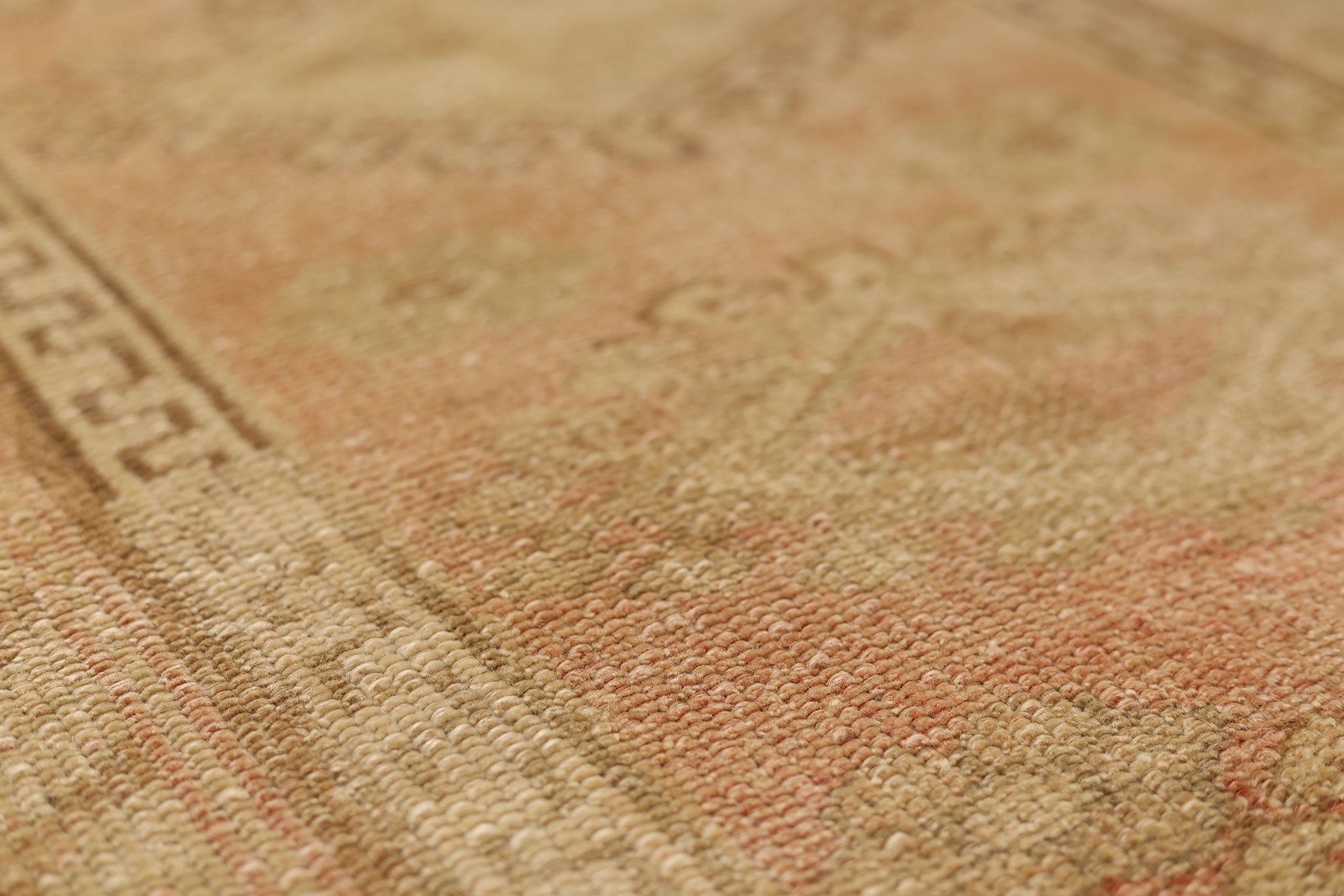 Vintage Malatya Turkish Runner Rug 3x7 ft — Beige & Orange Geometric