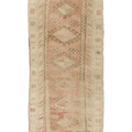 Vintage Malatya Turkish Runner Rug 3x7 ft — Beige & Orange Geometric