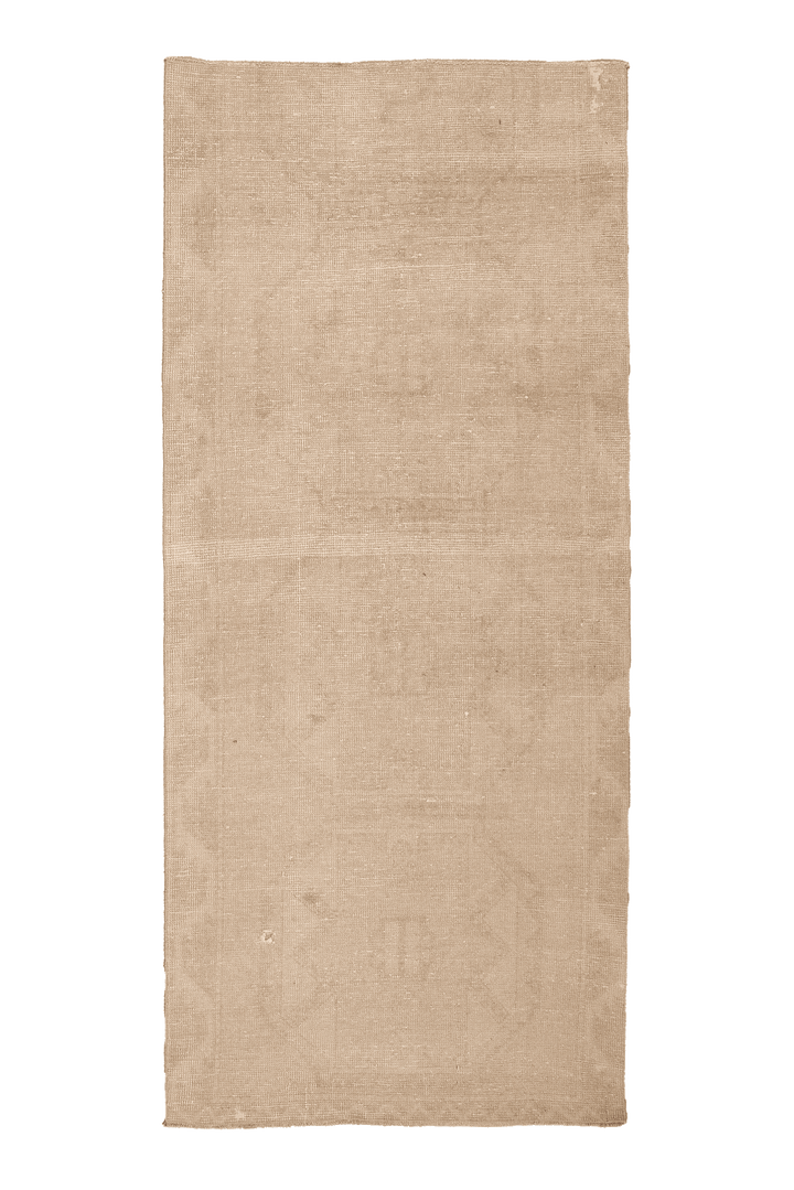 Vintage Malatya Turkish Runner Rug 4x8 ft — Beige Distressed