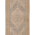 Vintage Kayseri Turkish Runner Rug 4x7 ft — Beige & Brown Geometric