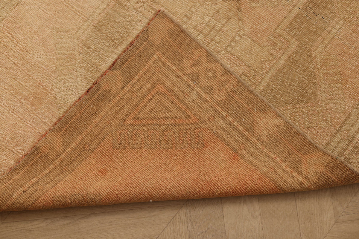Vintage Malatya Turkish Runner Rug 3x12 ft — Beige & Brown Geometric (No. 62971)