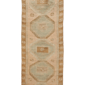 Vintage Malatya Turkish Runner Rug 3x9 ft — Beige & Green Geometric