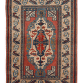 Vintage Çanakkale Turkish Area Rug 7x9 ft — Red & Blue Geometric