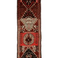 Vintage Southeastern Patchwork Runner Rug 4x13 ft — Brown & Red Geometric
