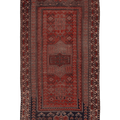 Vintage Malatya Turkish Area Rug 3x6 ft — Red & Gray Geometric