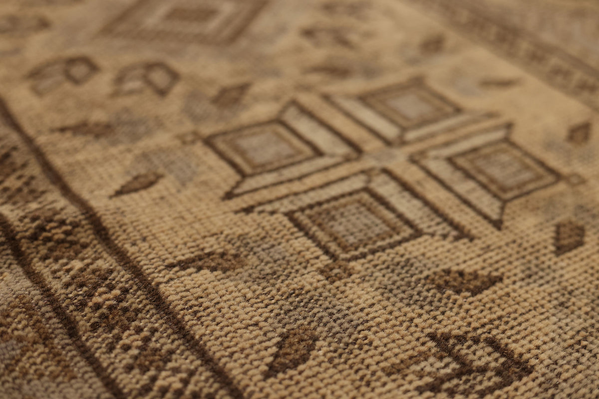 Vintage Muğla Turkish Area Rug 3x5 ft — Brown & Gray Geometric