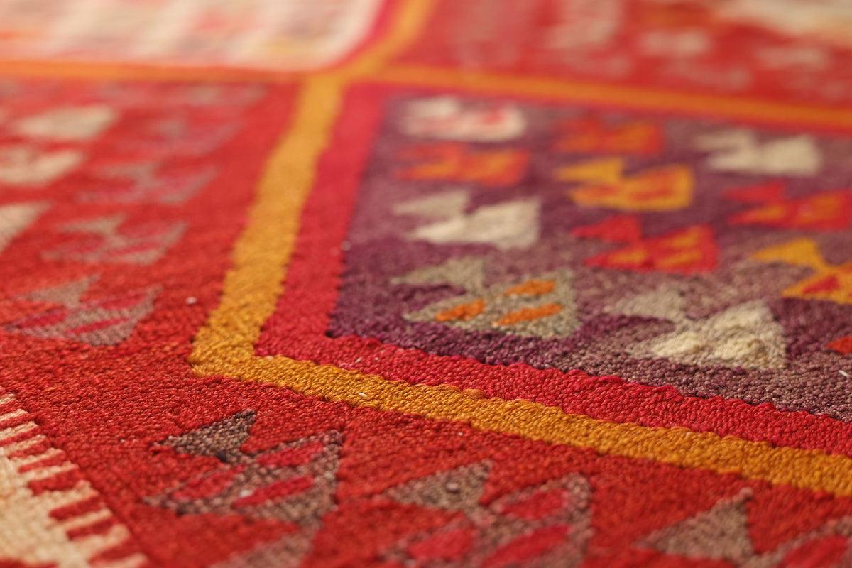 Vintage Southeastern Patchwork Runner Rug 3x10 ft — Red & Brown Geometric