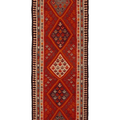 Vintage Southeastern Patchwork Runner Rug 3x10 ft — Red & Brown Geometric