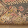 Vintage Kayseri Turkish Runner Rug 4x7 ft — Pink & Brown Geometric