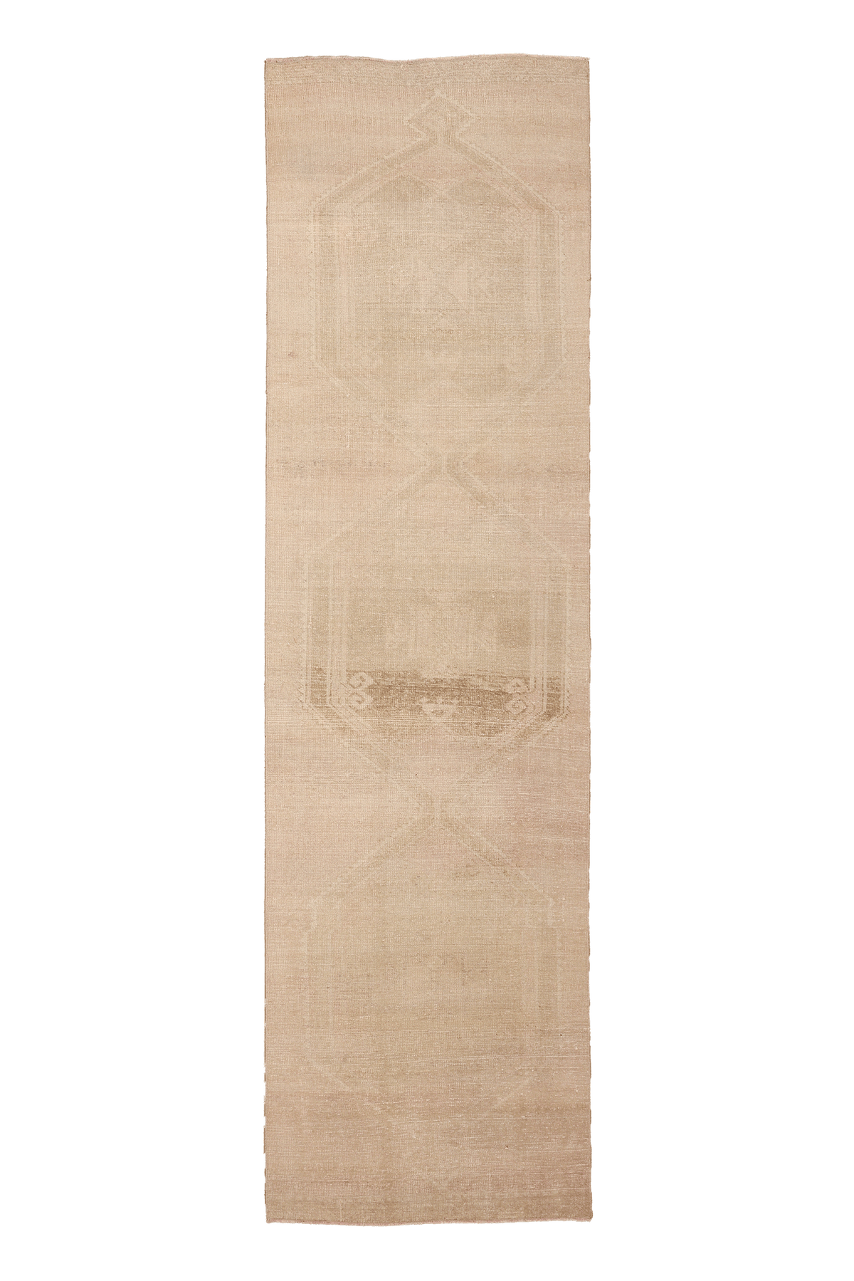 Vintage Malatya Turkish Runner Rug 3x11 ft — Beige Geometric