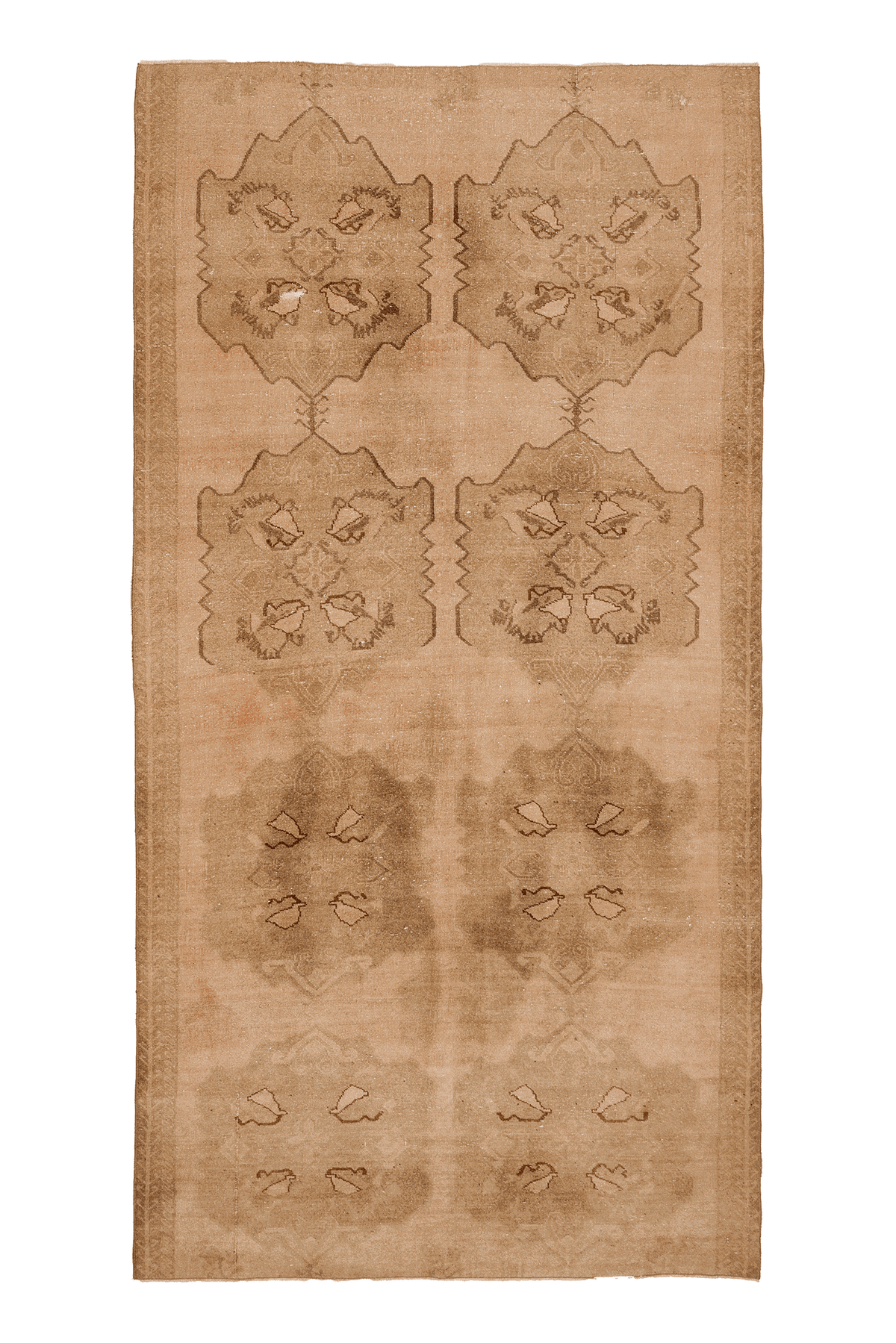 Vintage Sivas Turkish Runner Rug 6x11 ft — Beige & Brown Geometric
