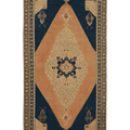 Vintage Kayseri Turkish Runner Rug 5x10 ft — Blue & Orange Geometric