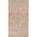 Vintage Malatya Turkish Runner Rug 2x6 ft — Beige & Pink Geometric