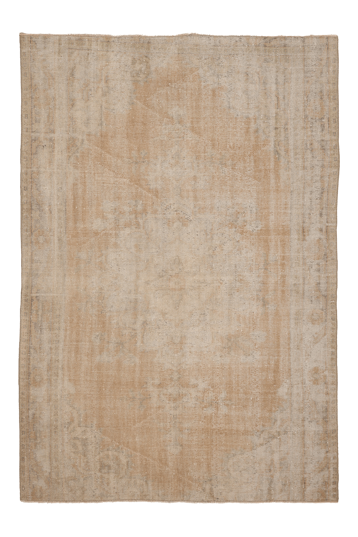 Vintage Manisa Turkish Area Rug 6x9 ft — Beige Distressed