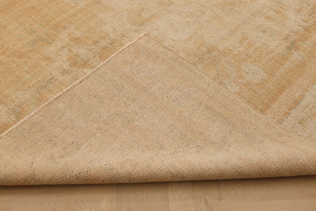 Vintage Manisa Turkish Area Rug 6x9 ft — Beige Distressed